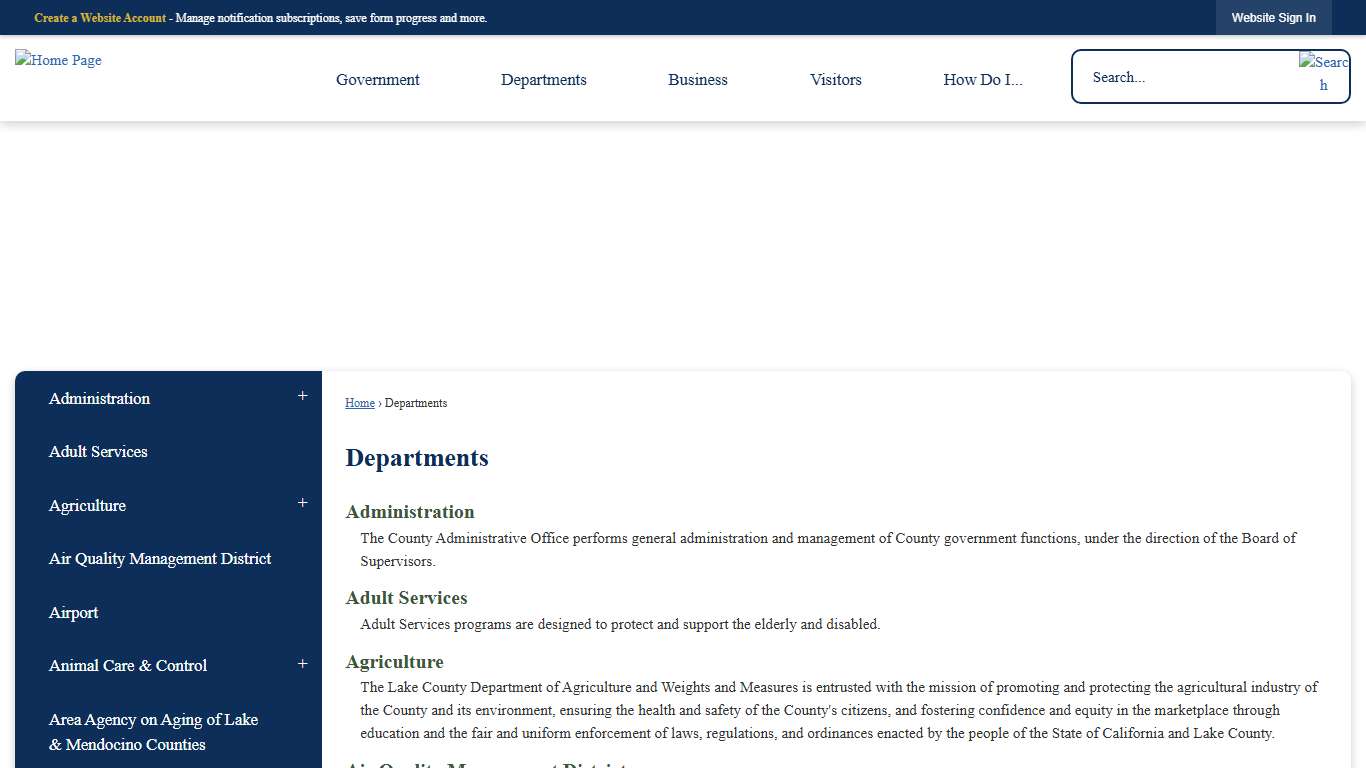 Departments Lake County, CA